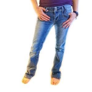BONGO Low Bootcut Tight Flare Blue Denim Jeans 26